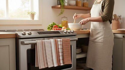 KAF Home Assorted Flat Kitchen Towels - Set of 10, 18 x 28 Inch (Orange)