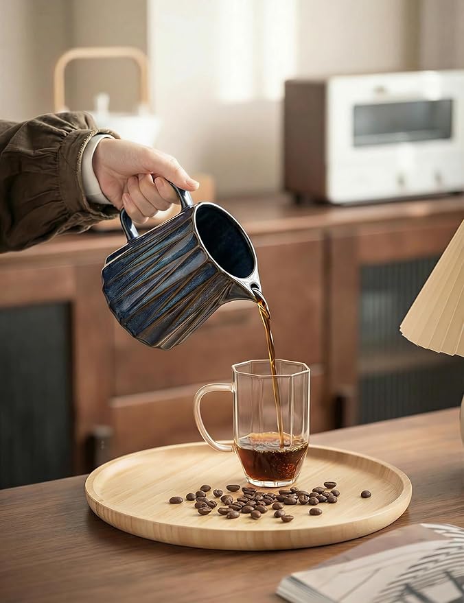 Pour Over Coffee Maker Set, Vintage Ceramic Coffee Dripper with 50 Paper Filters, 15oz/450ml, for Home Café Restaurant Camping