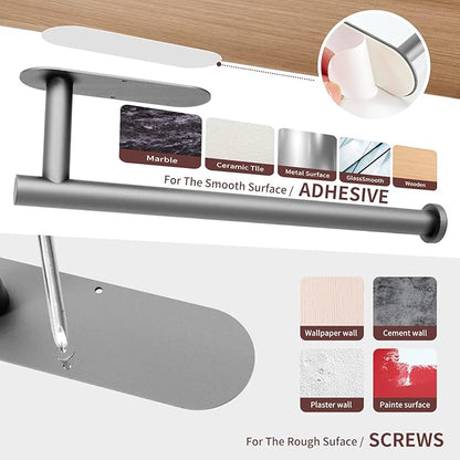DEKAVA Under Cabinet Wall Mount Paper Towel Holder, Self-Adhesive Bar, Stainless Steel 13 inch (Grey, 1)