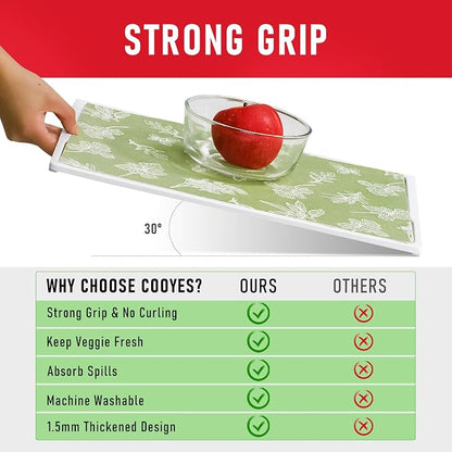 Cooyes Large Refrigerator Liners for Shelves, 12 Pack, 17.7" × 36", Fridge Drawer & Shelf Liners for Kitchen Cabinets Non-Adhesive, Breathable Cloth Material, Keep Produce Fresh Longer, Sage Green