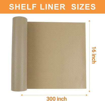 Shelf Liners for Kitchen Cabinets Khaki: 16 Inch Wide Washable Waterproof Cabinet Drawer Liner - 16 in × 25 FT Non-Adhesive Easy to Cut Cupboard Mat for Pantry Shelves