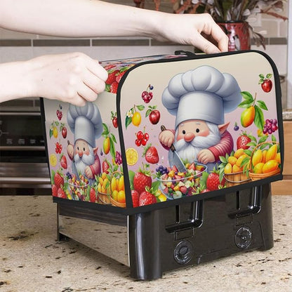 Toaster Cover 4 Slice Wide Slot Cute Gnome FriutBread Toaster Oven Dustproof Cover Small Appliance Kitchen Covers Dust and Fingerprint Protection for Women Gift 4 Slice