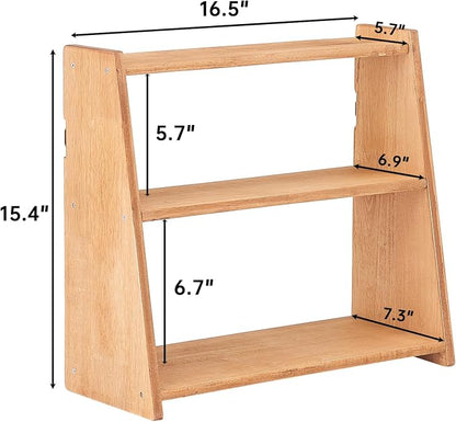 100% Solid Rubber Wood Spice Rack, 3 Tier Freestanding & Wall Mounted Kitchen Countertop Organizer, Trinket Shelf, Tiered Display Stand for Spices, Makeup, Collectibles & Home Decor