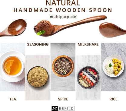 2 PCS Wooden Spoons for Honey, 6.7 inch Small Wooden Spoons - Terrific for Tea, Coffee & Soup, Little Wood Serving Table Spoon Set, Bulk Bamboo Teaspoon for Eating with Unique Design