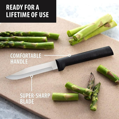 Rada Cutlery Regular Paring Knife (W201), 3.25" Stainless Steel Blade, Black Handle