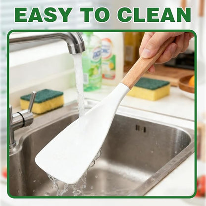 3Pack Cedar and Ash Spoonula–Multi Function Spatula Cooking Spoon with Wooden Handle,Heat Resistant & Nonstick Kitchen Utensils Safe Silicone Head Spoon for Mixing,Stirring,Scooping,Flipping,Serving