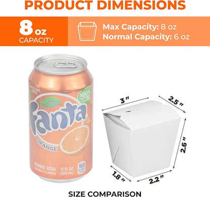 Fit Meal Prep 8 oz Chinese Take Out Boxes - 3 x 2.5 Plain White Paperboard Food Containers, Leak and Grease Resistant Pint Size Asian Rectangle To Go Boxes, Candy Buffet Box and Party Favors, 50 Pack