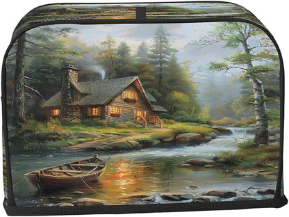 Forest Green Toaster Cover 4 Slice Wide Slot Washable Toaster Covers | Cabin Art Dust and Fingerprint Protection Bread Maker Covers for Kitchen Accessories Decor Bakeware Women Gift