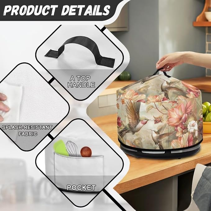 Hummingbird Pattern Slow Cooker Cover Protection Crock for Pot Dust Cover Fits for Most 6-8 Quart Slow Cooker Dustproof Small Appliance Accessories