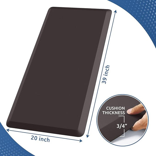 KitchenClouds Kitchen Mat Cushioned Anti Fatigue Rug 20"x39" Water Resistant, Non Slip, Standing and Comfort Desk/Floor Mats for House Sink Office (Chocolate)