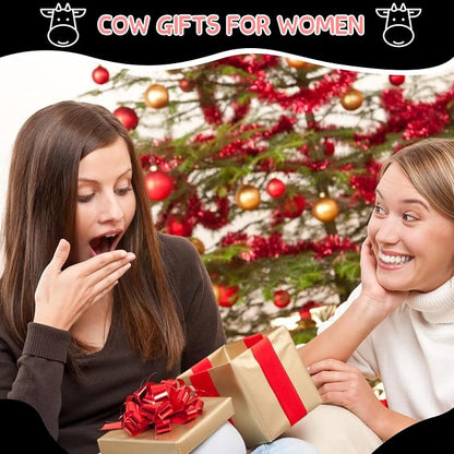 6PCS Cow Gifts for Women, Unique Cow Print Bamboo Spoons Set with Cute Keychain, Kitchen Gifts for Women Mom Sister Bestie