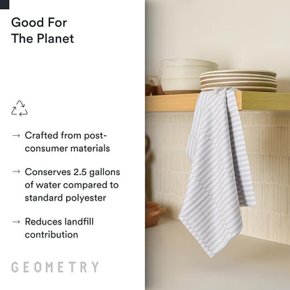 GEOMETRY Kitchen Tea Towels - Quick Dry Microfiber Dish Towels for Kitchen - Ensemble Neutre 18" x 30" - 2 Pack