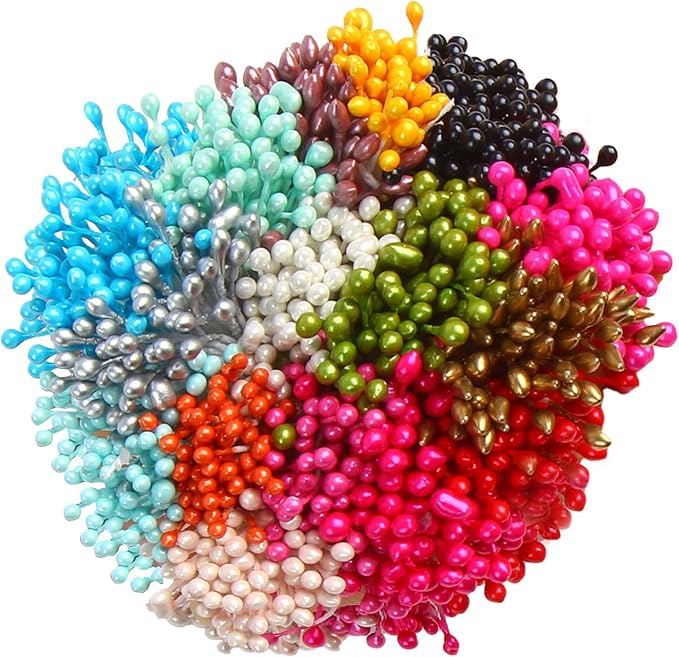 DECORA 16 Colors 1360 Pieces Mixed 3mm Pearl Flower Stamens for Decoration (Classic)