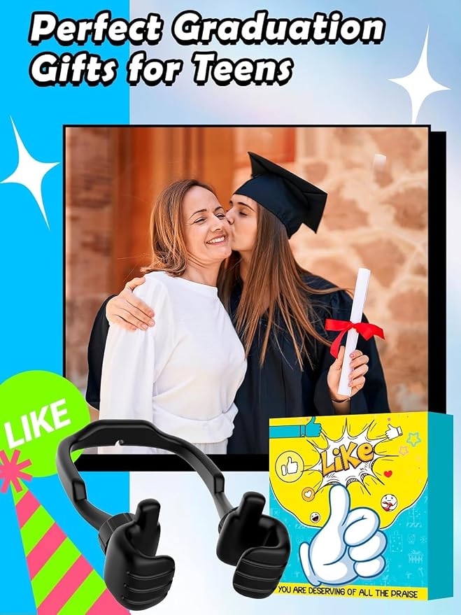 Graduation Gifts for Teens Girls Kids Women Gifts: UPGRADE Adjustable Thumbs Up Lazy Phone Holder Cell Phone Stand for Desk Fun Birthday Ideas for Teenage Wife Mom Adults Stocking Stuffers Pink Stuff