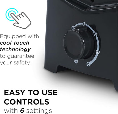 Commercial Chef 2-Slice Toaster, Extra Wide Slots, Kitchen Appliance Toaster with Variable 6 Setting Shade Control, Cool Touch Housing, 700 Watts, CCT2201B, Black