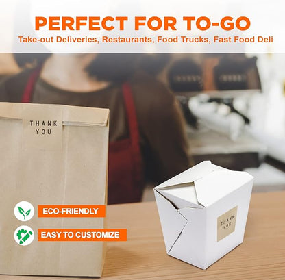 Fit Meal Prep 50 Pack Chinese Take Out Boxes - 32 oz Plain White Chinese Food Containers for To Go Asian Meals - Chinese Food Boxes for Noodles, Rice - Takeout Packaging for Business and Home Use