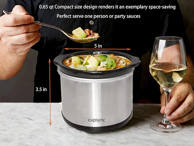 Mini Slow Cooker, 0.65 Qt Capacity small slow cooker, Ceramic Pot, Nutrient Loss Reduction, For Sauces, Stews & Dips, Round (ROSE RED)