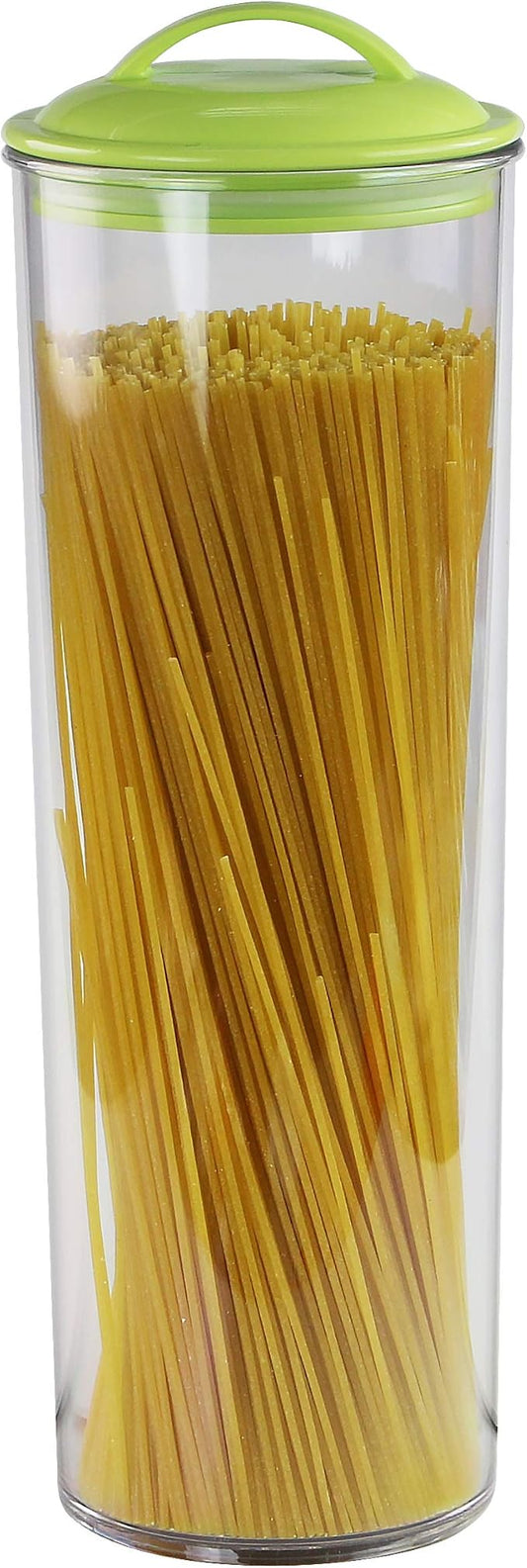 Reston Lloyd Tall Clear Spaghetti Pasta Storage Canister Container with Airtight Lid BPA Free for Kitchen Pantry Organization, Lime