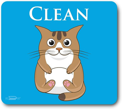 Brown Funny Cat Butt Clean Dirty Dishwasher Magnet, Reversible Funny Dish Washer Refrigerator Sign, Double Sided Strong Kitchen Flip Indicator, Bonus Universal Magnetic Plate, Brown Cat