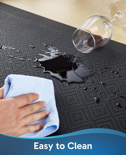 Ophanie Kitchen Mats for Floor, 3/4 inch Thick, 17x24 Anti Fatigue Cushioned Mat, Kitchen Rugs, Waterproof, Comfort Ergonomic Standing Mat for Office, Home, Sink, Black Non-Slip Ridged Bottom