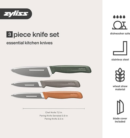 Zyliss 3-Piece Knife Set - Versatile Kitchen Knife Set - For Professional & Home Use - Cooking Essentials