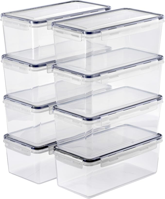 Sorbus Food Storage Containers - Pack of 8 - Air Tight, Four-Way Snap Lids Keeps Food Fresh - Store Cereal, Pasta, Flour, Nuts, Candy - Durable Plastic Kitchen Pantry Bins
