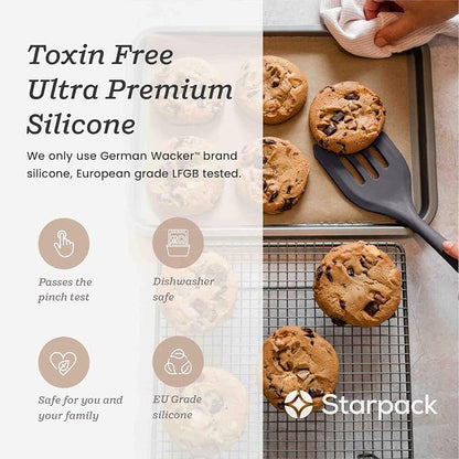 Starpack 'Head Turner' XL Premium Silicone Turner and Slotted Spatula - 13.5" Turner Spatula High Heat Resistant to 600°F - Silicone Slotted Spatulas for Cooking - Non Stick Rubber Turner Spatulas