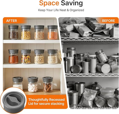 Airtight Coffee Bean Storage Container with Silicone Ring, Twist Seal Glass Storage Jars with lids, 500ml/17oz Wide Mouth Food Jars & Canisters for Coffee Grounds, Creamer, Candy, Flour Sugar