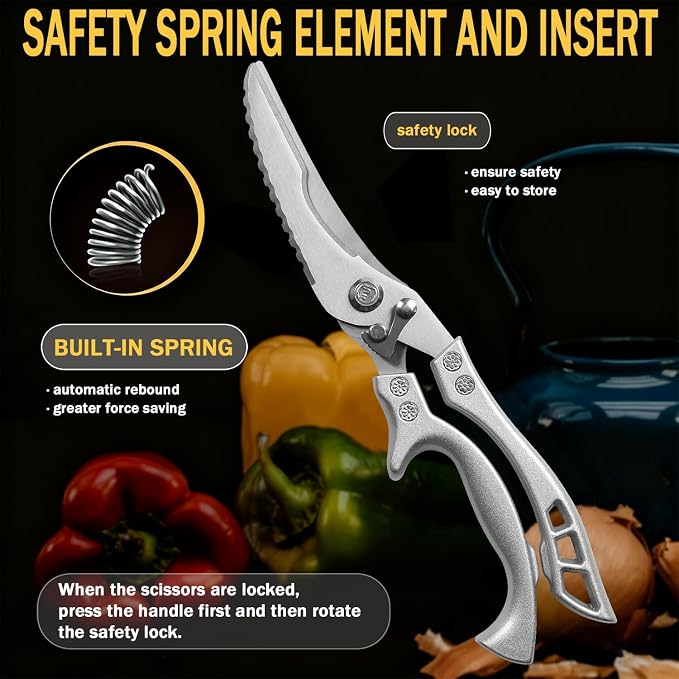 4PCS Kitchen Knife Set with Shears for Kitchen, High Carbon Steel, Hammered Blade Butcher Knives, Hand Forged Chef Cleaver, Fillet & Bone Chopper for Meat Cutting, Processing & BBQ - Black