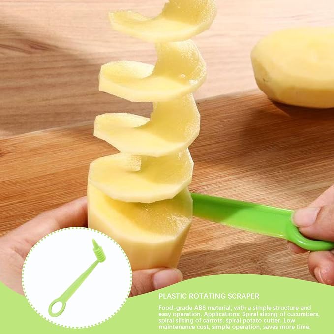2pcs Potato Spiral Cutter Stainless Steel Plastic Spiral Cutter Knives Manual Screw Peelers for Cucumber Potato Carrot Fruit Kitchen Gadgets