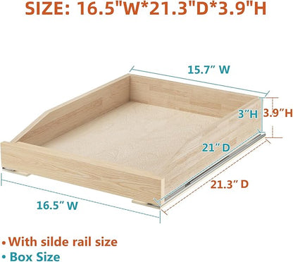 Pull Out Cabinet Drawer 16½” W x 21” D, Soft Close Pull Out Cabinet Organizer, Pull Out Shelves Requires at Least 17½” Cabinet Opening, Bottom Assembly