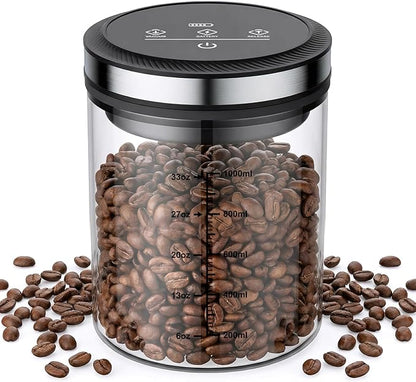 GVODE Vacuum Coffee Canister 1.2L - Airtight Food Storage Container for Coffee Beans, Grounds, Tea & Spices, Home Kitchen Food Storage Organizers with Precise Scale, 4500 Hours of Battery Life