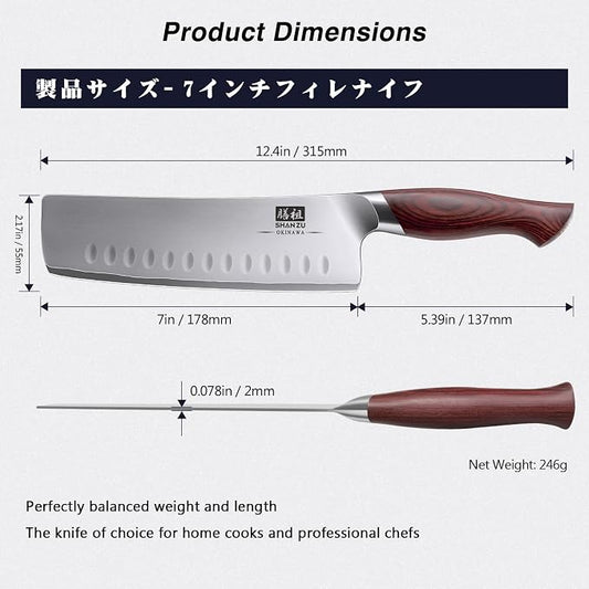 SHAN ZU 7 Inch Nakiri Knife, Japanese 10Cr15MoV High Carbon Stainless Steel Chopping Chef Knife, Professional Sharp Multipurpose Asian Kitchen Vegetable Cleaver Knife with Ergonomic Pakkawood Handle