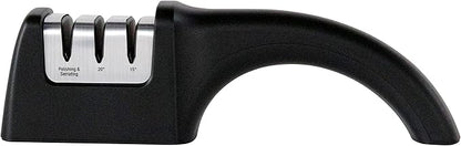 Chef'sChoice Professional Manual Knife Sharpeners AngleSelect for 15- and 20-Degree Straight-Edge and Serrated Knives with Diamond Abrasives Precise Angle Control & Compact Footprint, 2-Stage, Black