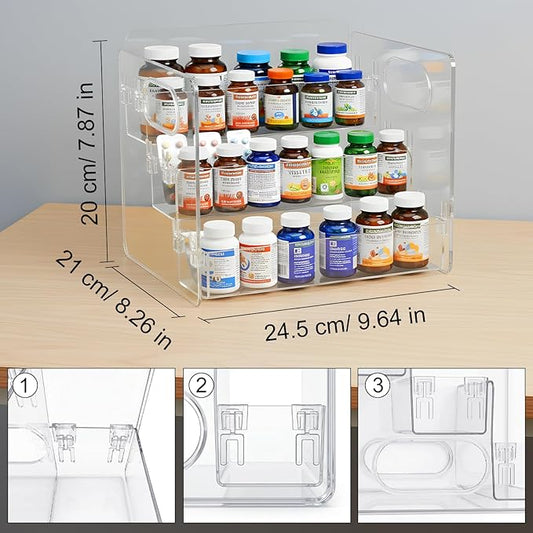 2 PCS 3-Tier Vitamin Storage Organizer | For Vitamin Bottles And Medicine Bottle, For Countertop, Bathroom Cabinet Storage, Items Clearly Visible