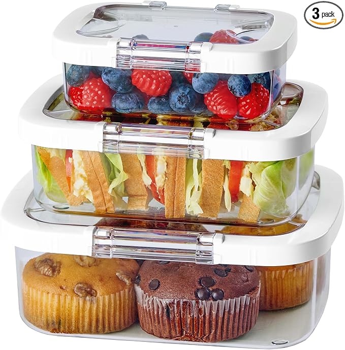 Felli Duo Loc Tritan Meal Prep Containers Microwave Safe BPA FREE, Leak Proof Lunchable Container for Leftovers Kitchen Fridge Freezer, Reusable Plastic On the Go Lunch Travel Box (Beginner 3pk)