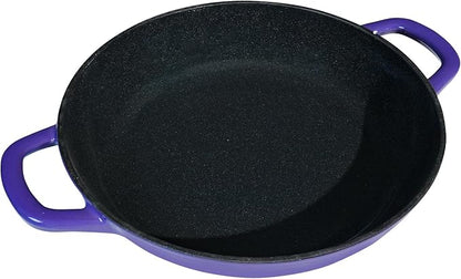 Flavehc Braiser Enameled Cast Iron Braiser 3 QT, Cast Iron Braiser Pan with Lid for Bread Baking, Soup & One Pot Meals, Small Shallow Dutch Oven Casserole for Oven & Induction, Purple