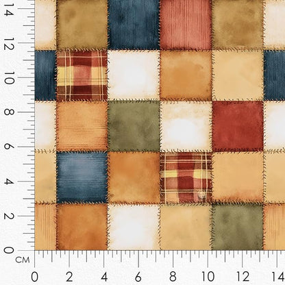 Patchwork Animals Cotton Fabric Panel – 6 Designs (10×10 inch Each) + Bonus Patchwork Sheet 29.5×19.6 inch, 100% Cotton 140 GSM