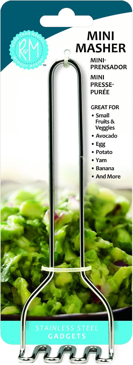 R&M Mini Potato Masher, Mini Egg Masher, Avocado Masher, Stainless Steel, 6 Inches