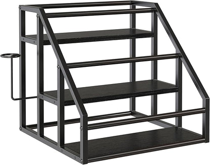Coffee Syrup Rack Organizer, 3 Tier Countertop Storage Shelves, Kitchen Storage, 12 Syrup Bottle Stand Holder for Wine, Liquor, Kitchen Coffee Station Organizer Rack, 13.8"x13.4"x13.0",Black