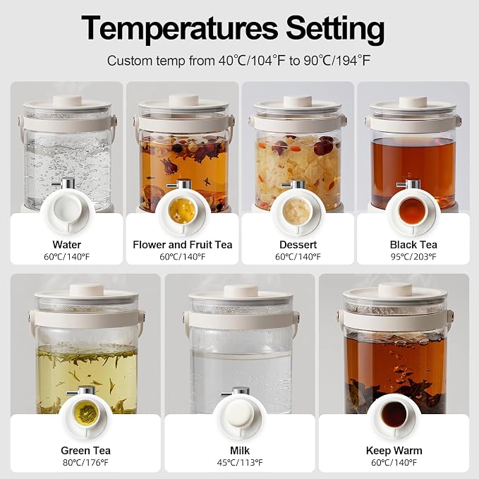 Kawu Electric Kettle, 7-in-1 Hot Water Dispenser Health Pot for Tea Coffee, 2.5L Glass Tea Kettle with Temperature Control, 24H Keep Warm, BPA Free, Water Warmer for Home Office Kitchen