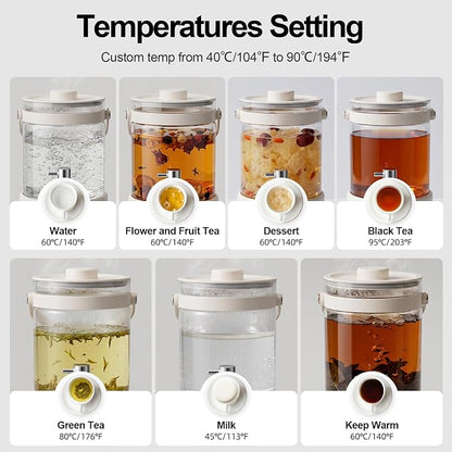 Kawu Electric Kettle, 7-in-1 Hot Water Dispenser Health Pot for Tea Coffee, 2.5L Glass Tea Kettle with Temperature Control, 24H Keep Warm, BPA Free, Water Warmer for Home Office Kitchen