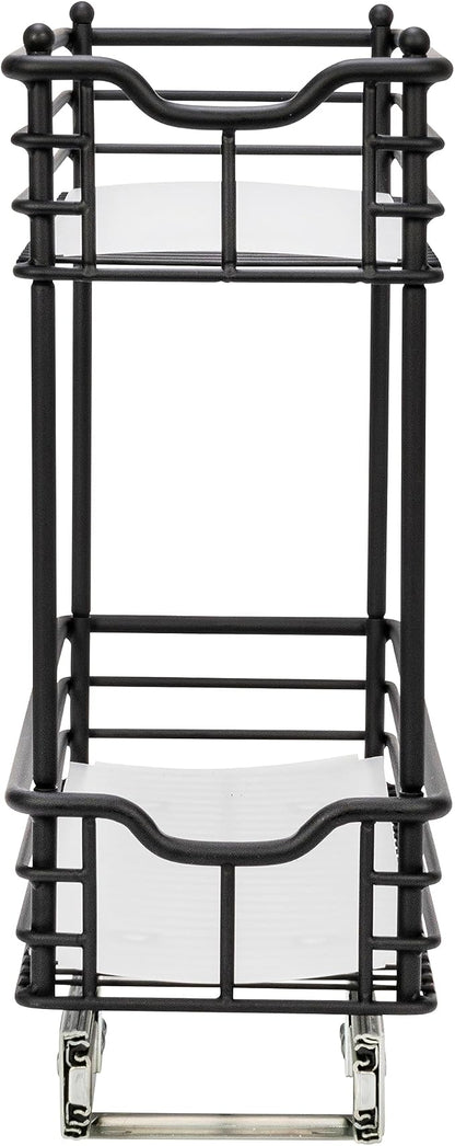 Household Essentials Matte Black Steel Two-Tier Pull-Out Organizer