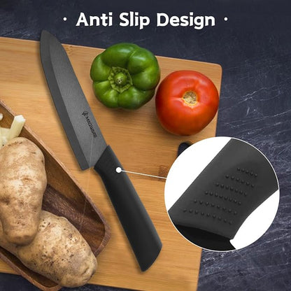 Magiware Ceramic Knives, Ceramic Knife Set with Sheaths Cover -Sharp Longer Never Rust (include 6 Inch Chef Knife, 5inch Utility Knife, and 4 Inch Paring Knife