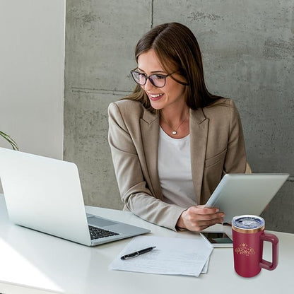 20 oz Insulated Coffee Mug with Lid, Stainless Steel Coffee Tumbler Bulk, Double Wall Vacuum Travel Mug with Handle, Leakproof Powder Coated Coffee Cups for Hot and Cold Drinks (Red,4 pack)