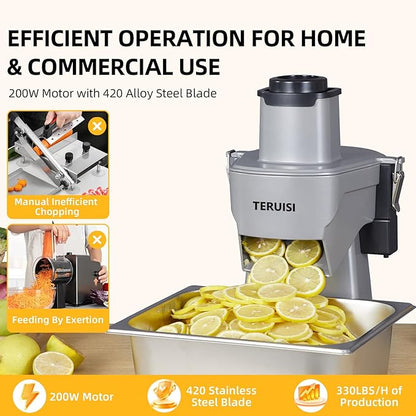 4-In-1 Electric Vegetable Chopper, 200W Vegetable Slicer Food Processor, Veggie Food Cutter With Slicing Shredding Dicing And Striping Function For Commercial Home Use