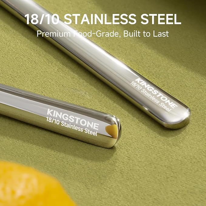 KINGSTONE 36-Piece Silverware Set with Steak Knives, Flatware Set for 6, Stainless Steel Tableware Cutlery Set for Home Restaurant, Mirror Finish,Modern Design