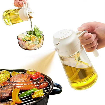 Olive Oil Sprayer for Cooking – Refillable Glass Cooking Spray Bottle, 2-in-1 Oil Dispenser Mister for Air Fryer, BBQ Grill, Frying, Baking & Salad – Non-Aerosol Food Grade Kitchen Gadget (Black)
