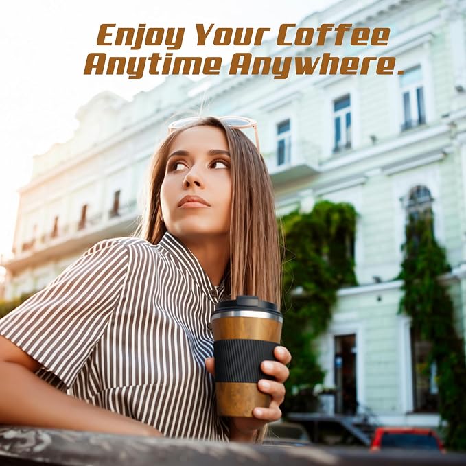 SPLMIFA Vacuum Insulated Stainless Steel Travel Coffee Mug with Lid, Leak-Proof Reusable Thermal Cup Keeps Drinks Hot & Cold for Hours, Durable Portable Tumbler for Men & Women (3rd-Wood Grain, 12OZ)