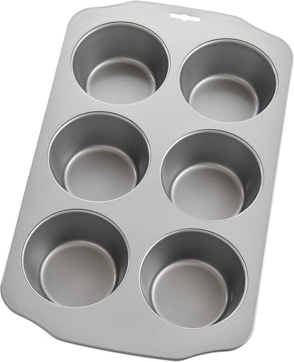 Mrs. Anderson's Baking Nonstick 6-Cup Jumbo Muffin Pan, Carbon Steel with Non-Stick Coating, PFOA Free, 13 x 8.75-Inches